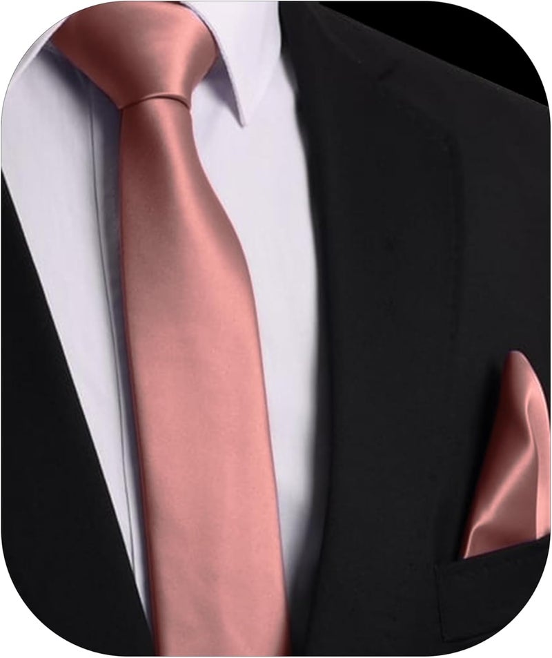 Trilece Ties for Men - Mens Solid Color Formal Necktie and Pocket Square Sets - Image 1